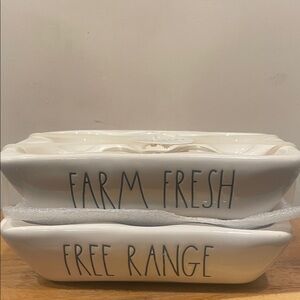 White Ceramic Farm Fresh Free Range Dish Set
